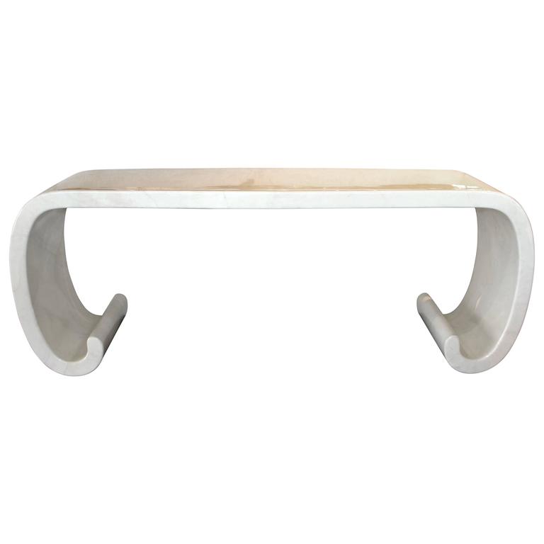 Karl Springer Chinese Curved Goatskin Lacquered Console For At Karl Springer Chinese Curved Goatskin Lacquered Console For