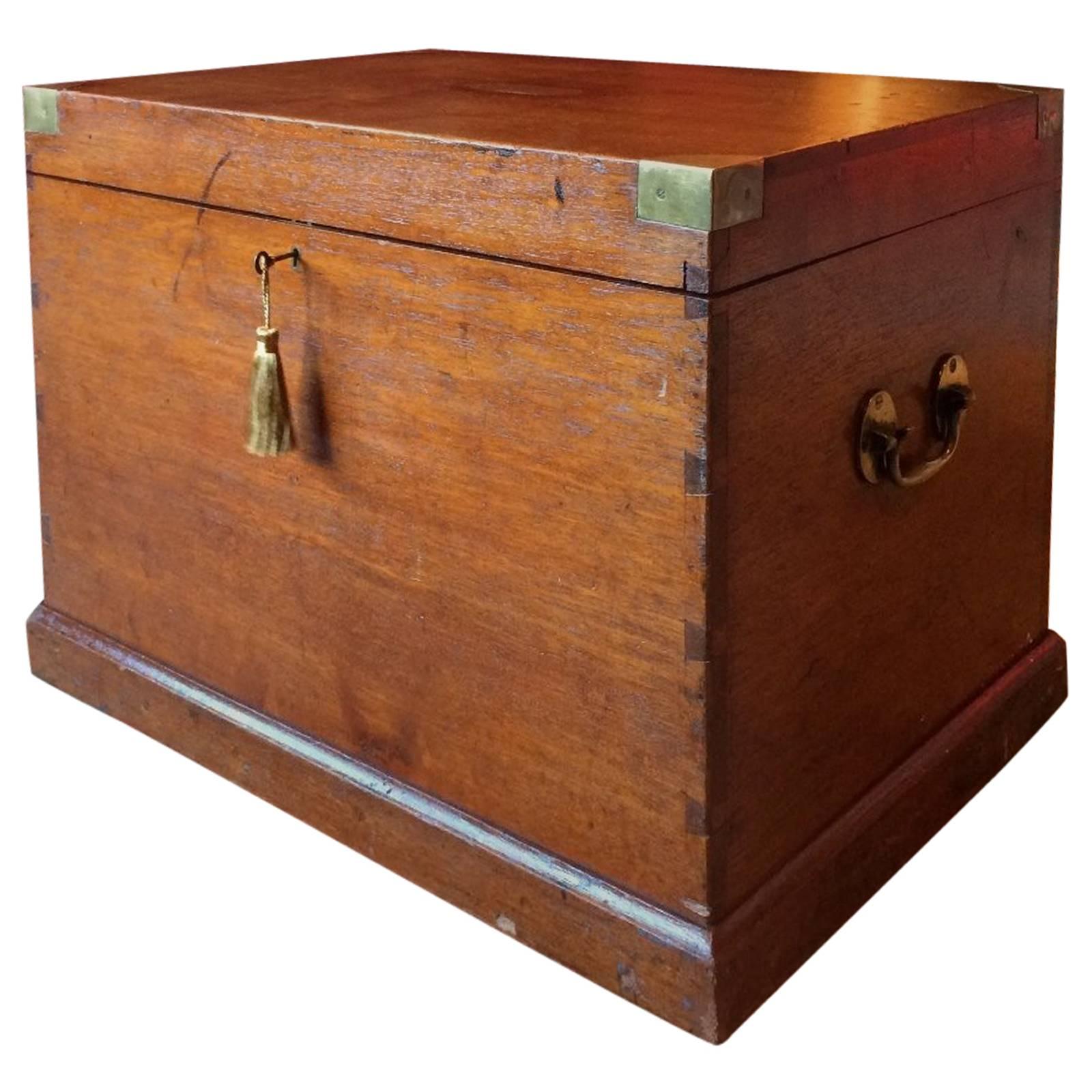 Antique Campaign Chest Trunk Blanket Box Royal Navy C F H Churchill