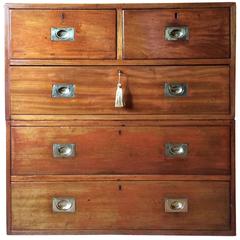 Antique Campaign Chest of Drawers Dresser Victorian, 19th Century, No2