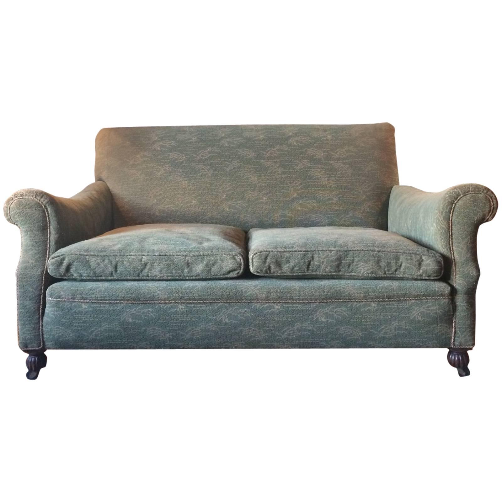 Antique Edwardian Drop End Sofa or Settee with Green Casters, Early 20th Century
