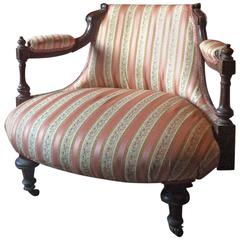 Antique Mahogany Salon Chair or Lounge Chair, Victorian, 19th Century