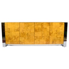 Paul Evans Cityscape Console in Burl Wood and Chrome