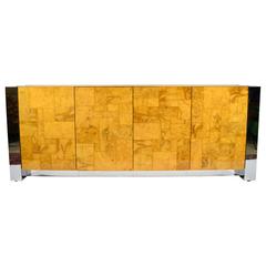 Paul Evans Cityscape Console in Burl Wood and Chrome 1