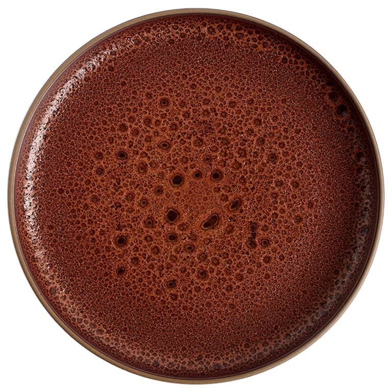 Ceramic Disk from Heath's "Alchemy" Design Series with Warm, Textured Glaze For Sale