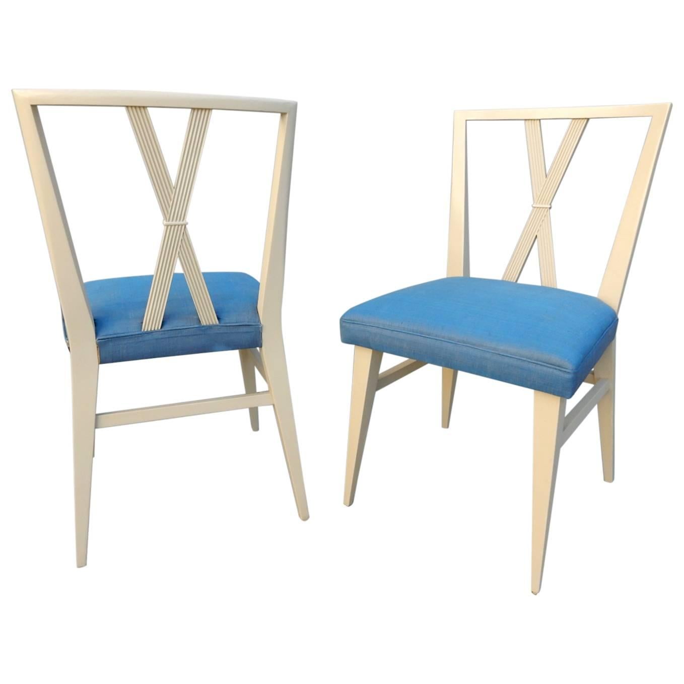 Tommi Parzinger for Charak Modern X-Back Dining Chairs, Pair