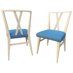 Tommi Parzinger for Charak Modern X-Back Dining Chairs, Pair