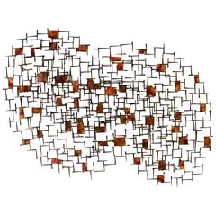 Large Sculptural Three Tiers Cutnail Wall Art , 1970s , USA 12