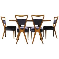 Sculptural Mid-Century Modern X-Back Dining Set, Italy, 1940s