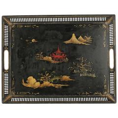 Beautiful Chinoiserie Lacquered Tray from the 19th Century