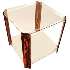 Faux Tortoise Shell, Lucite and Glass Table 11