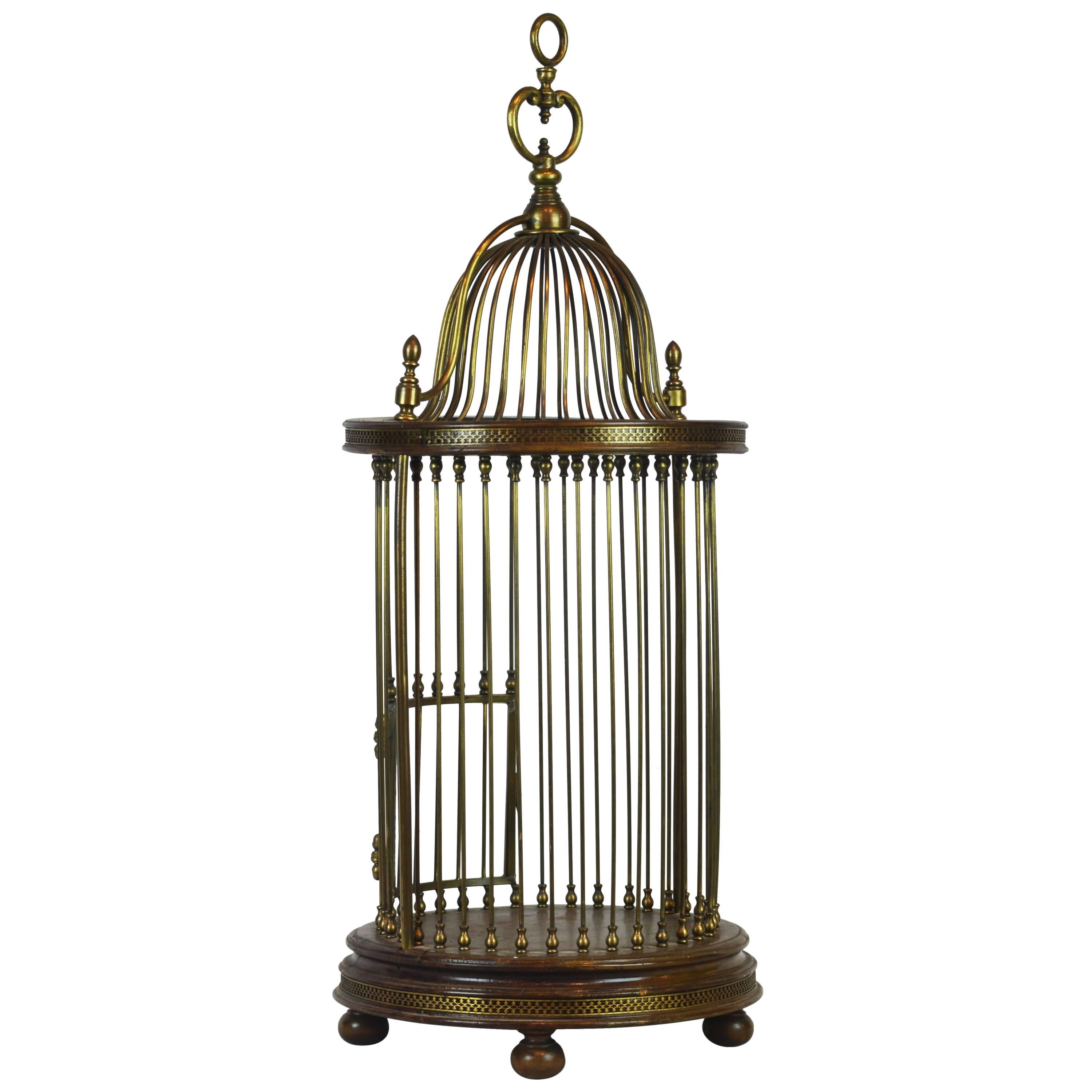 Early 20th Century Edwardian Oriental Style Domed and Footed Brass Birdcage