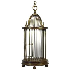 Antique Early 20th Century Edwardian Oriental Style Domed and Footed Brass Birdcage