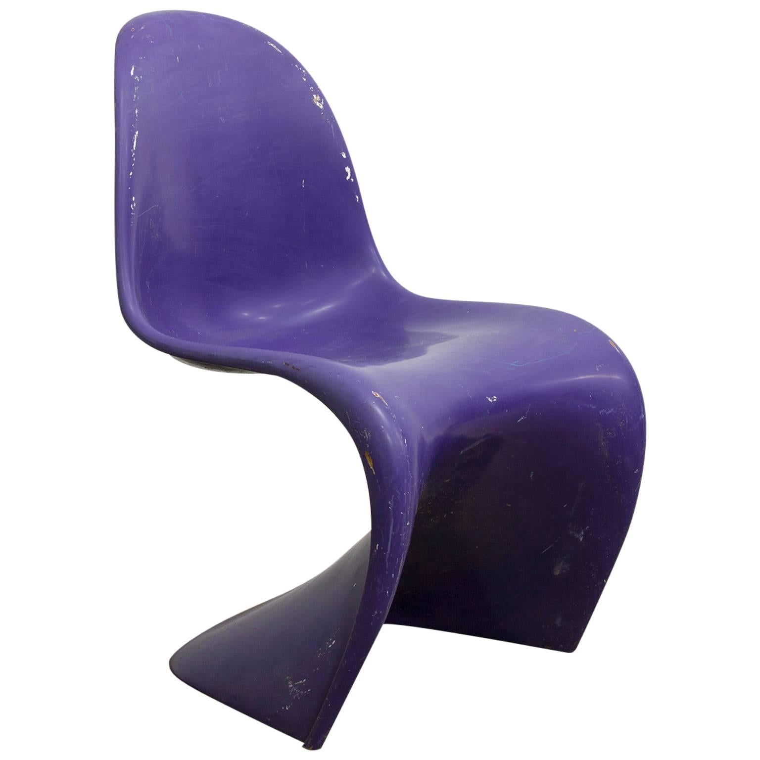 1965, Verner Panton, Rare Purple Stacking Chair 1st Herman Miller Edition