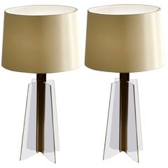 1960s Pair of Minimal Kaiser Table Lamps