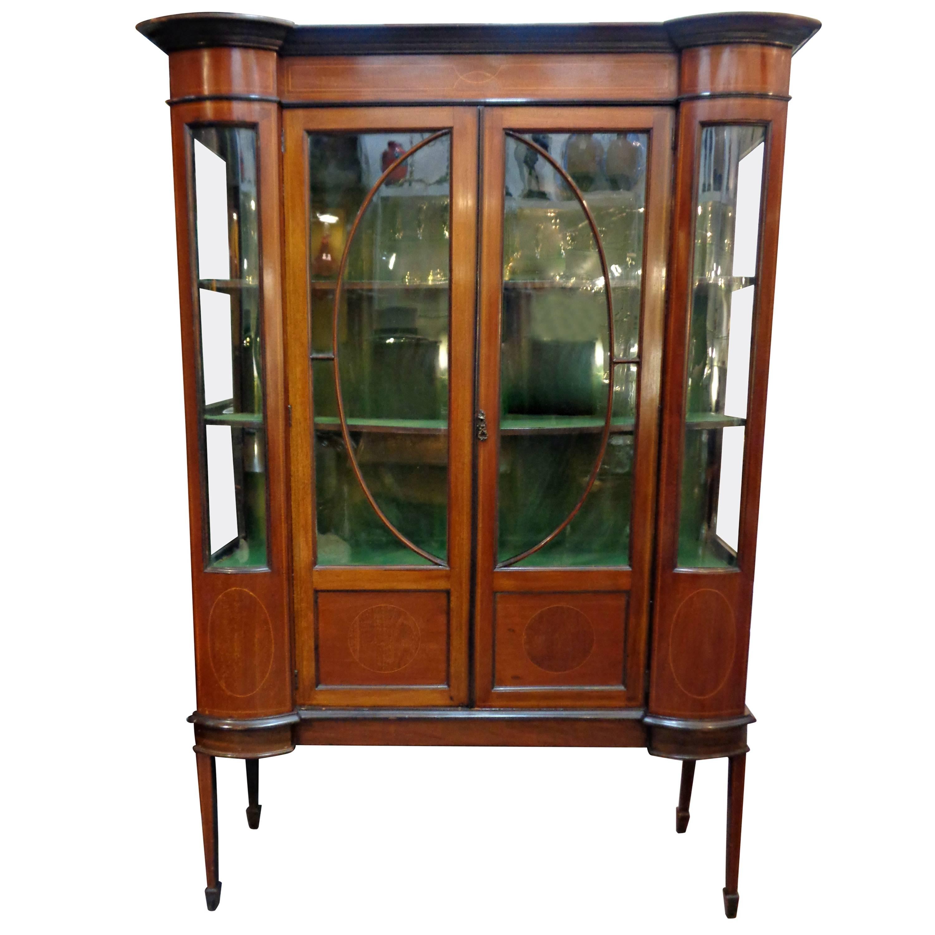 English Edwardian Display Cabinet For Sale
