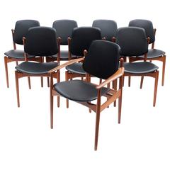 Arne Vodder Set of Eight Dining Chairs for France & Son