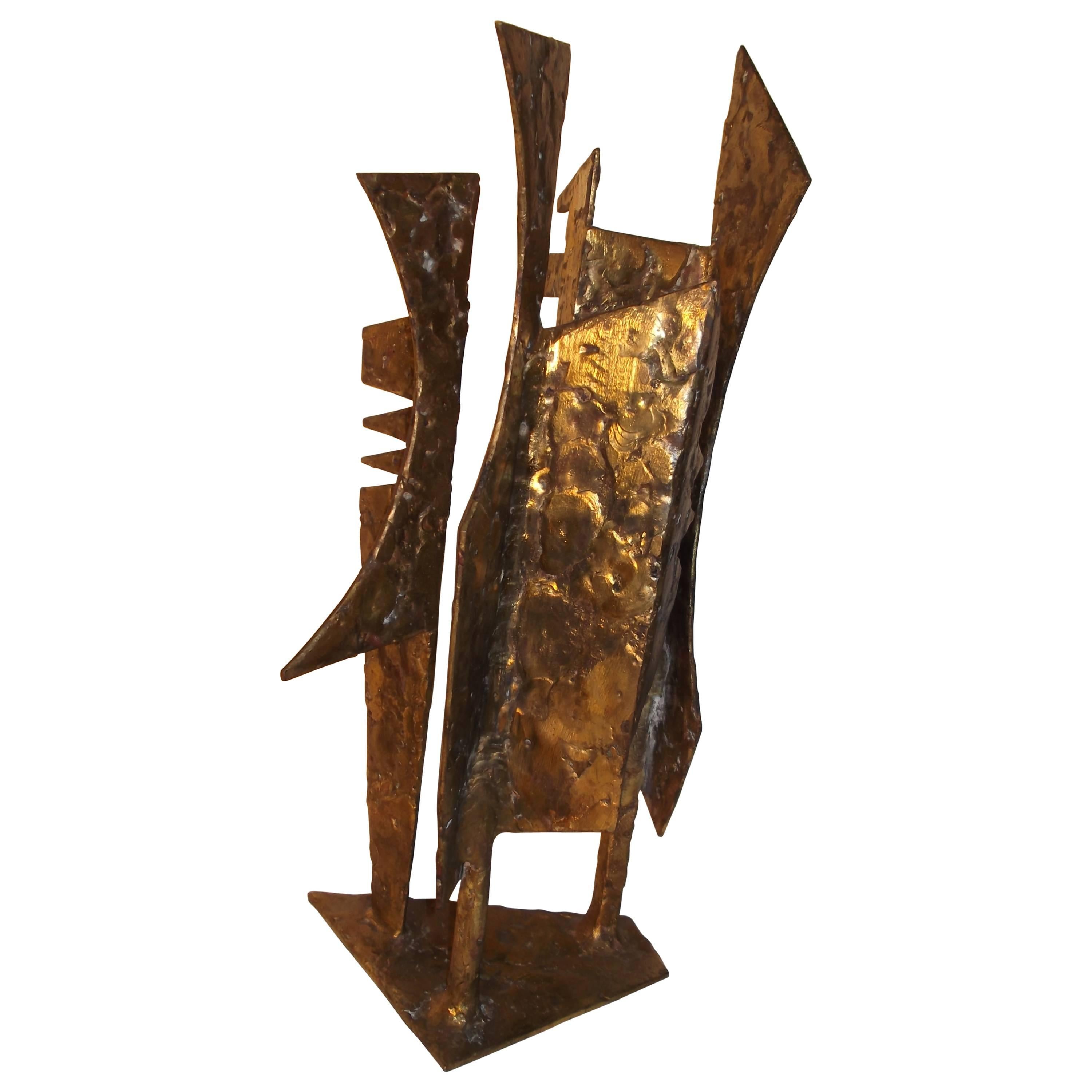 "Sculpture 95" Abstract Modern Art Bronzed Welded Iron by J. McVicker For Sale