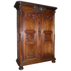 Late 17th Century French Louis Monumental  XIV Walnut Armoire