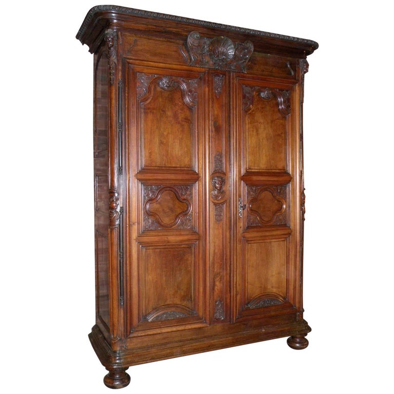 Late 17th Century French Louis Monumental  XIV Walnut Armoire For Sale
