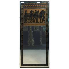 Fabulous Art Deco Mirror with Greco-Roman Horse and Chariot Scene