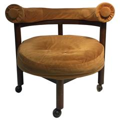 Unusual Danish Modern Round Chair in the Manner of Hans Wegner