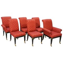 Six Regency Style Dining Chairs by Mastercraft with Brass Feet or Fittings