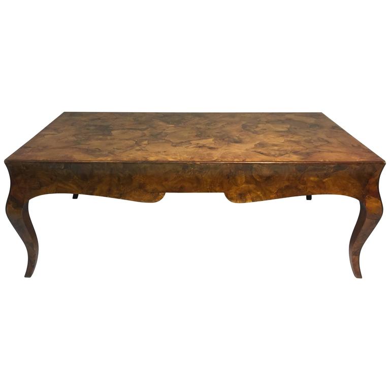 Exceptional Burl Wood Coffee Table in the Manner of Milo Baughman For Sale