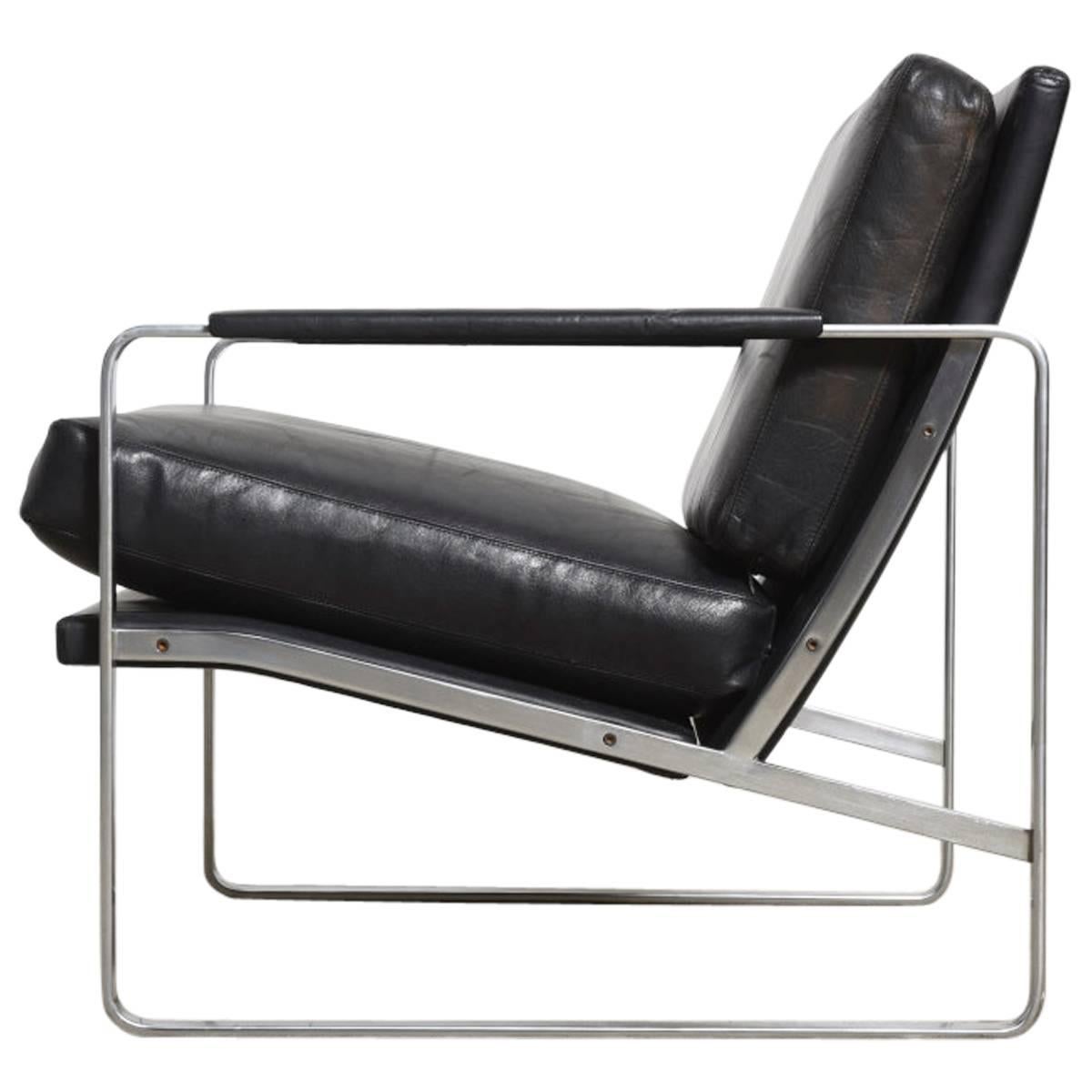 Fabricius Black Leather Armchair, Model 710 by Walter Knoll