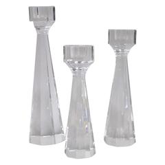 Three Eden Falk Kosta Boda Crystal Candlesticks 9