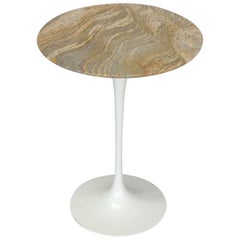 Early Cast Iron Base Saarinen for Knoll Tulip Side Table with Custom Granite Top