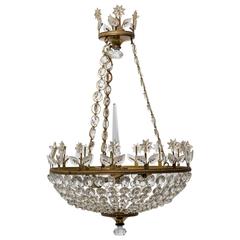 1940s Crystal Basket Chandelier