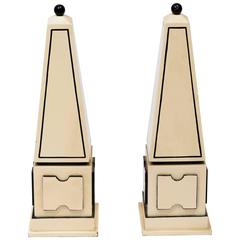 Pair of 1950s Painted Wood Obelisks
