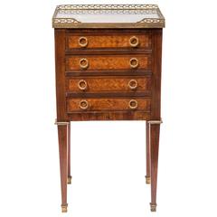 19th Century French Marquetry Marble-Top Side Table