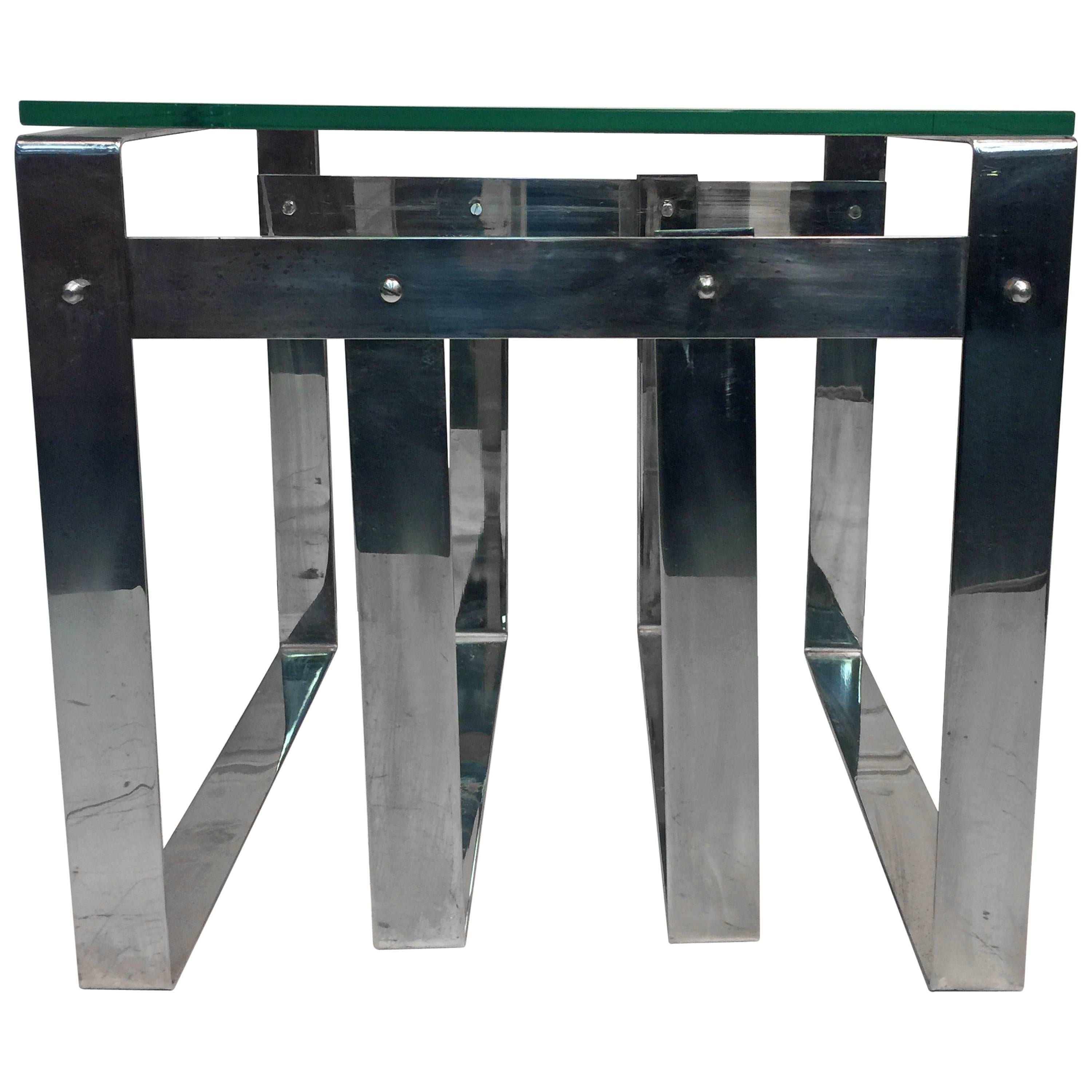 Striking Italian Chrome Centre Table in the Style of Milo Baughman For Sale