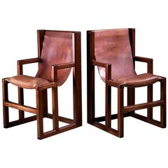 Unique and Signed William Richardson Pair of Studio Crafted Chairs, USA, 1970s 12