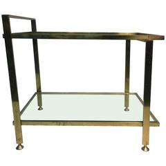 Elegant Two-Tier Italian Brass Bar Cart
