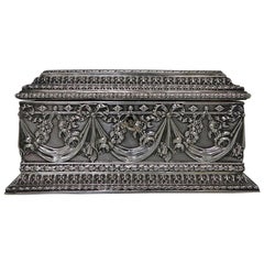 Antique Silver French Jewellery Casket, circa 1880