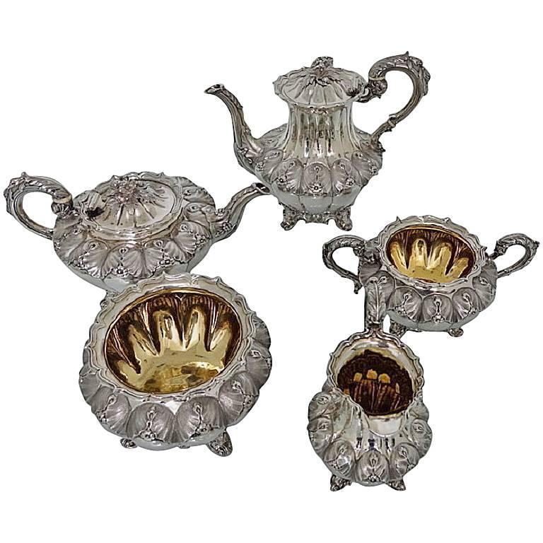 Victorian 19th Century Five Piece Silver Tea & Coffee Set Messrs Barnard For Sale
