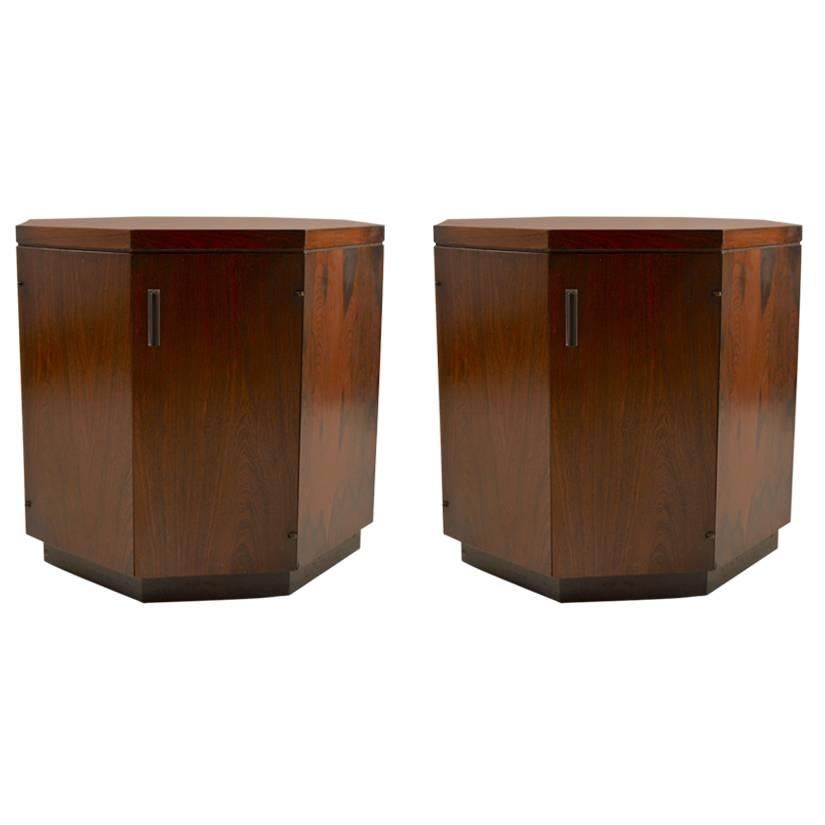 Pair of Rosewood  Octagonal Stands in the Style of Probber For Sale