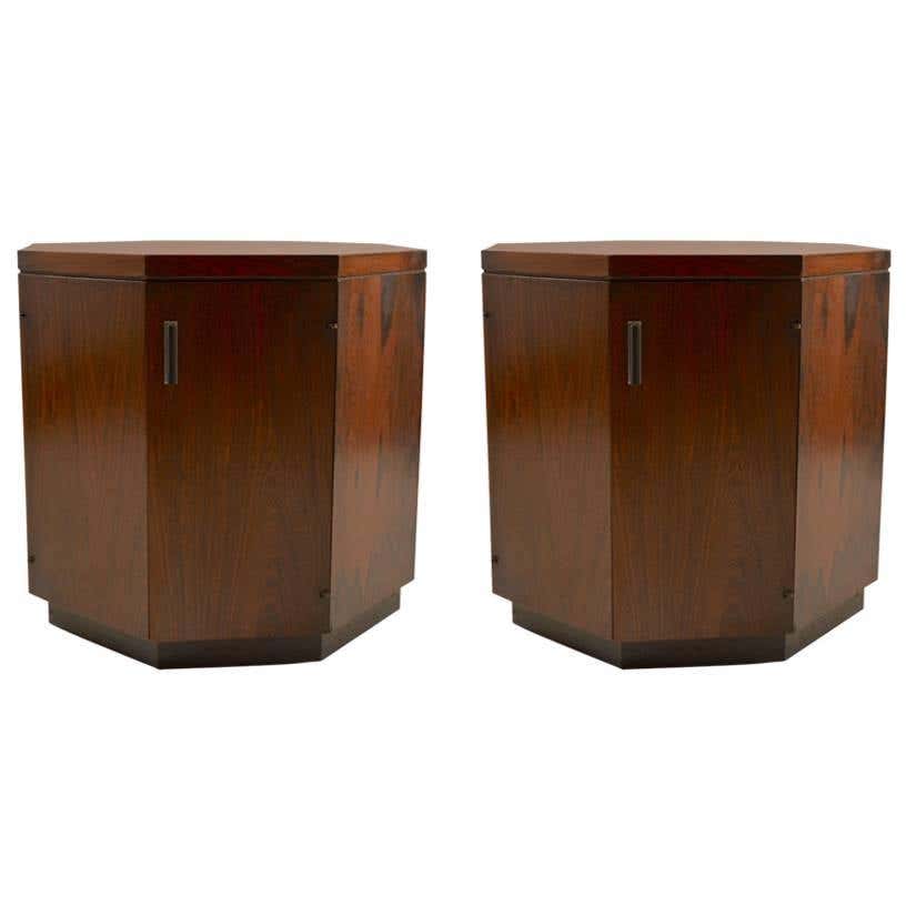 Pair of Rosewood Octagonal Stands in the Style of Probber For Sale at ...