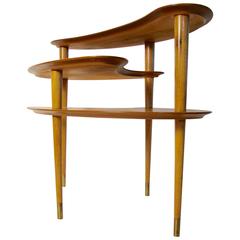 John Keal Design Three-Tier Side Table in 'Ribbon Mahogany' for Brown & Saltman