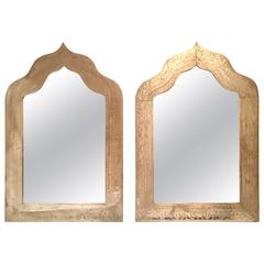 Pair of Silver Plate Etched Arabesque Framed Mirror's