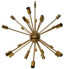Vintage Brass Sputnik Twenty-Four-Arm Chandelier Light Fixture