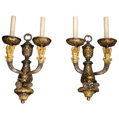 Antique Pair of E.F. Caldwell Mermaid Sconces 12
