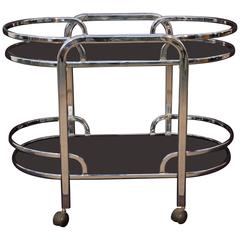 Chrome Art Deco Style Bar Cart