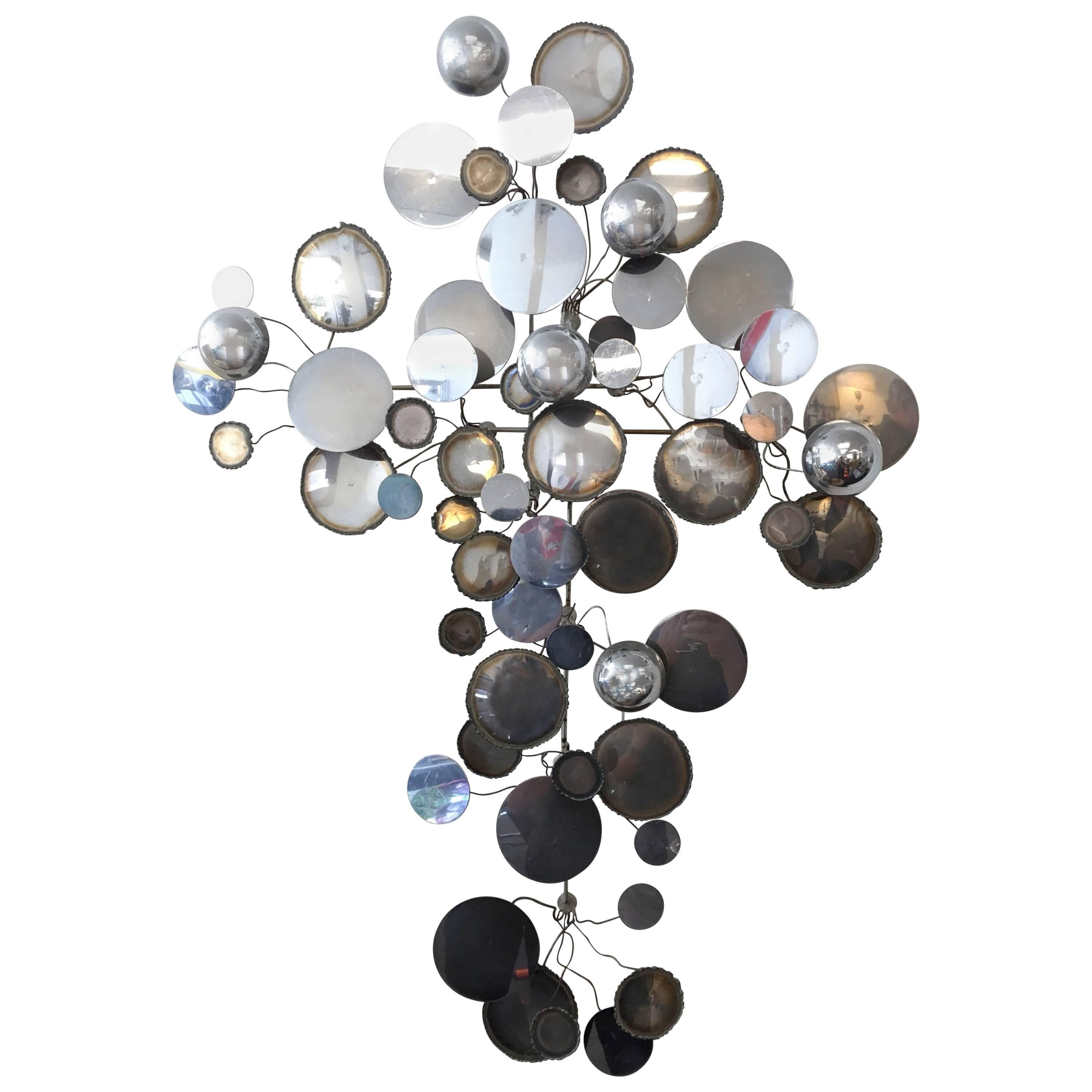 Chrome "Raindrops" Wall Sculpture by Curtis Jeré at 1stDibs