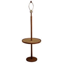 Vintage Martz Walnut Floor Lamp with Tile Side Table