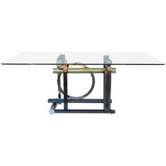 Used Postmodern Mix-Metals and Glass Dining Table by Rick Lee for DIA