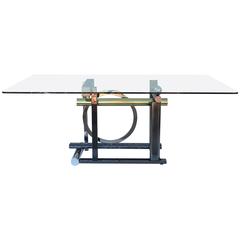 Postmodern Mix-Metals and Glass Dining Table by Kaizo Oto for DIA 12