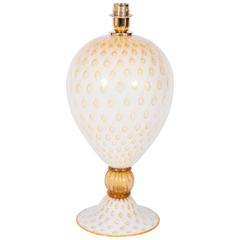 Italian Table Lamp in Murano Glass in White and Amber 4